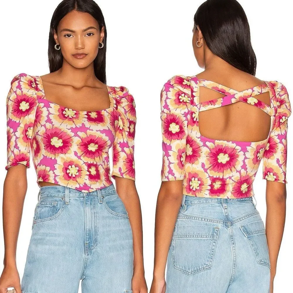 Women’s Free People “Give Me More” Crop Top in Pop Combo Design